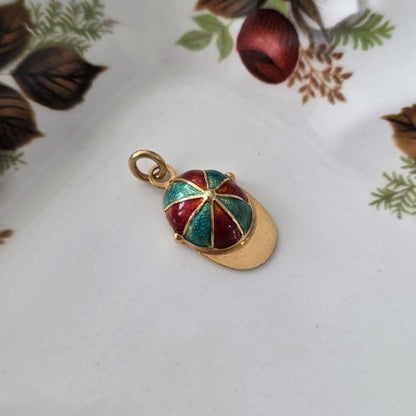 Vintage 18k gouden hanger pet emaille