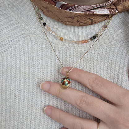 Vintage 18k gouden hanger pet emaille