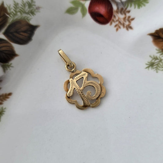 Vintage 18k gouden hanger lucky 13