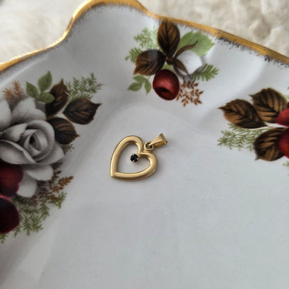 Vintage 18k gouden hanger hart saffier