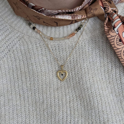 Vintage 18k gouden hanger hart saffier