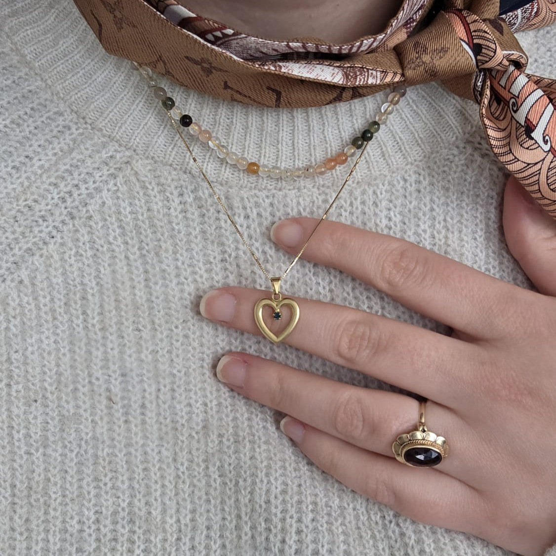 Vintage 18k gouden hanger hart saffier