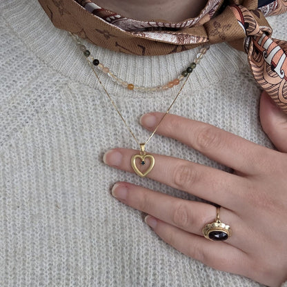 Vintage 18k gouden hanger hart saffier