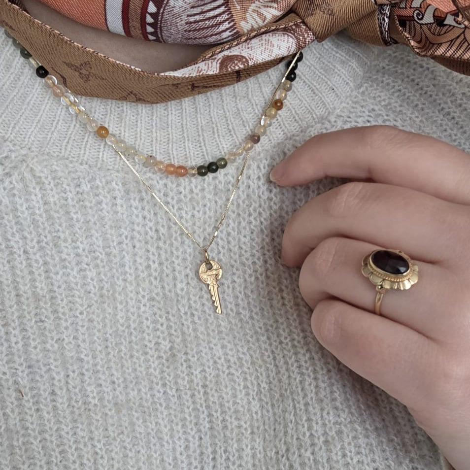 Vintage 18k gouden hanger sleutel