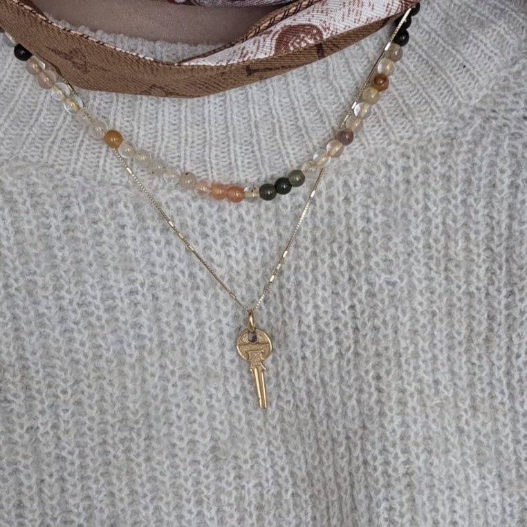 Vintage 18k gouden hanger sleutel