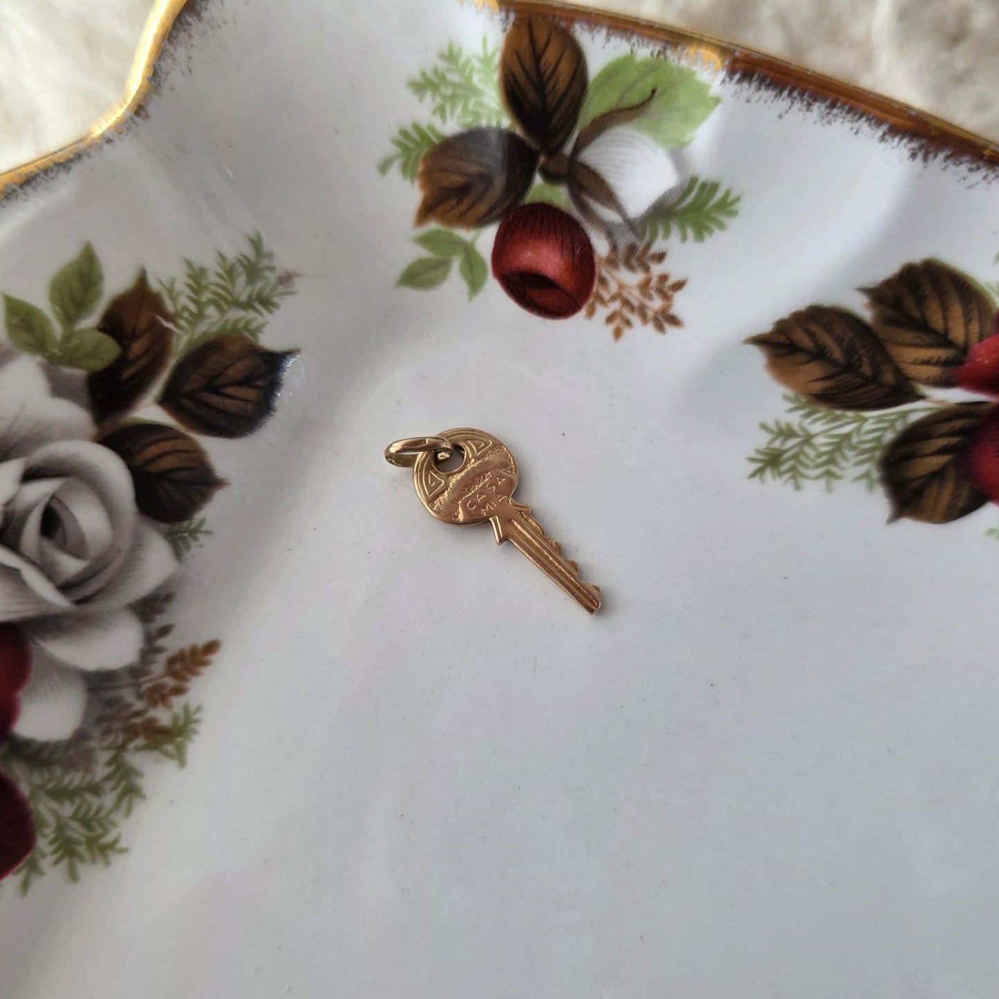 Vintage 18k gouden hanger sleutel