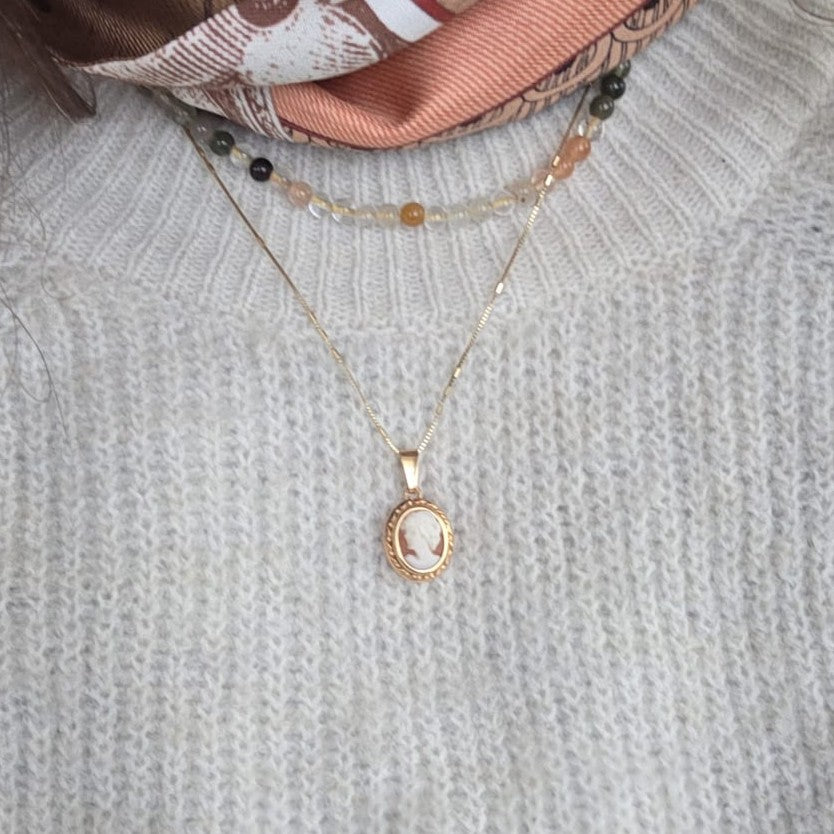 Vintage 18k gouden hanger camee