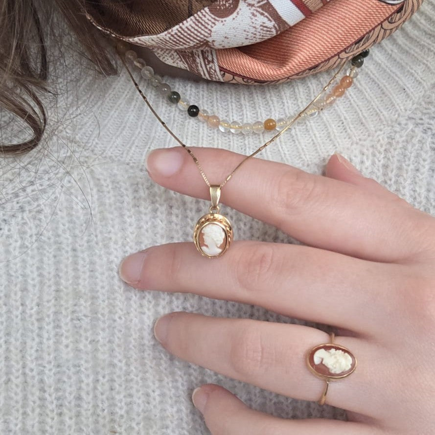 Vintage 18k gouden ring camee