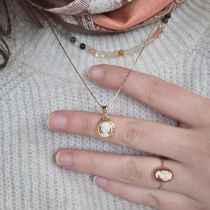 Vintage 18k gouden hanger camee