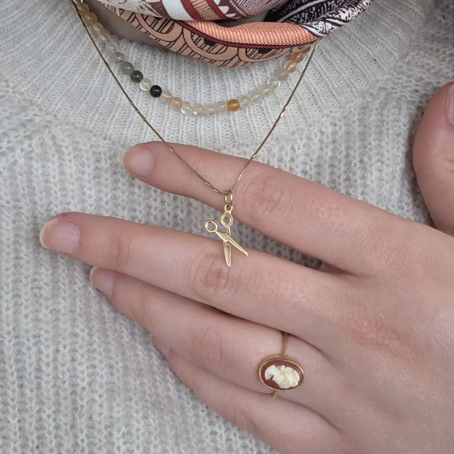 Vintage 18k gouden hanger schaar