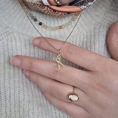 Vintage 18k gouden hanger schaar