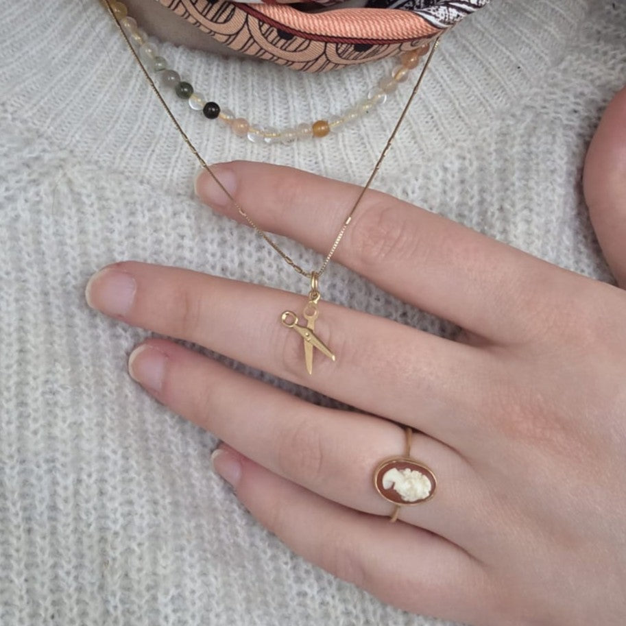 Vintage 18k gouden hanger schaar