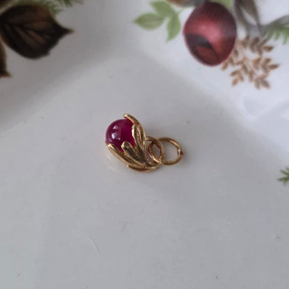 Vintage 18k gouden hanger roze granaat
