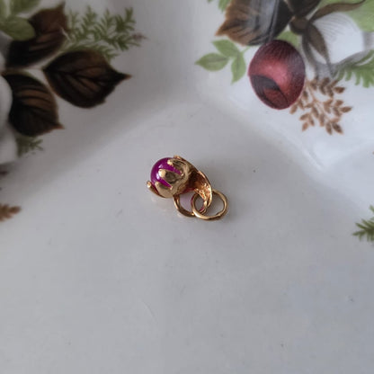 Vintage 18k gouden hanger roze granaat