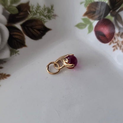 Vintage 18k gouden hanger roze granaat