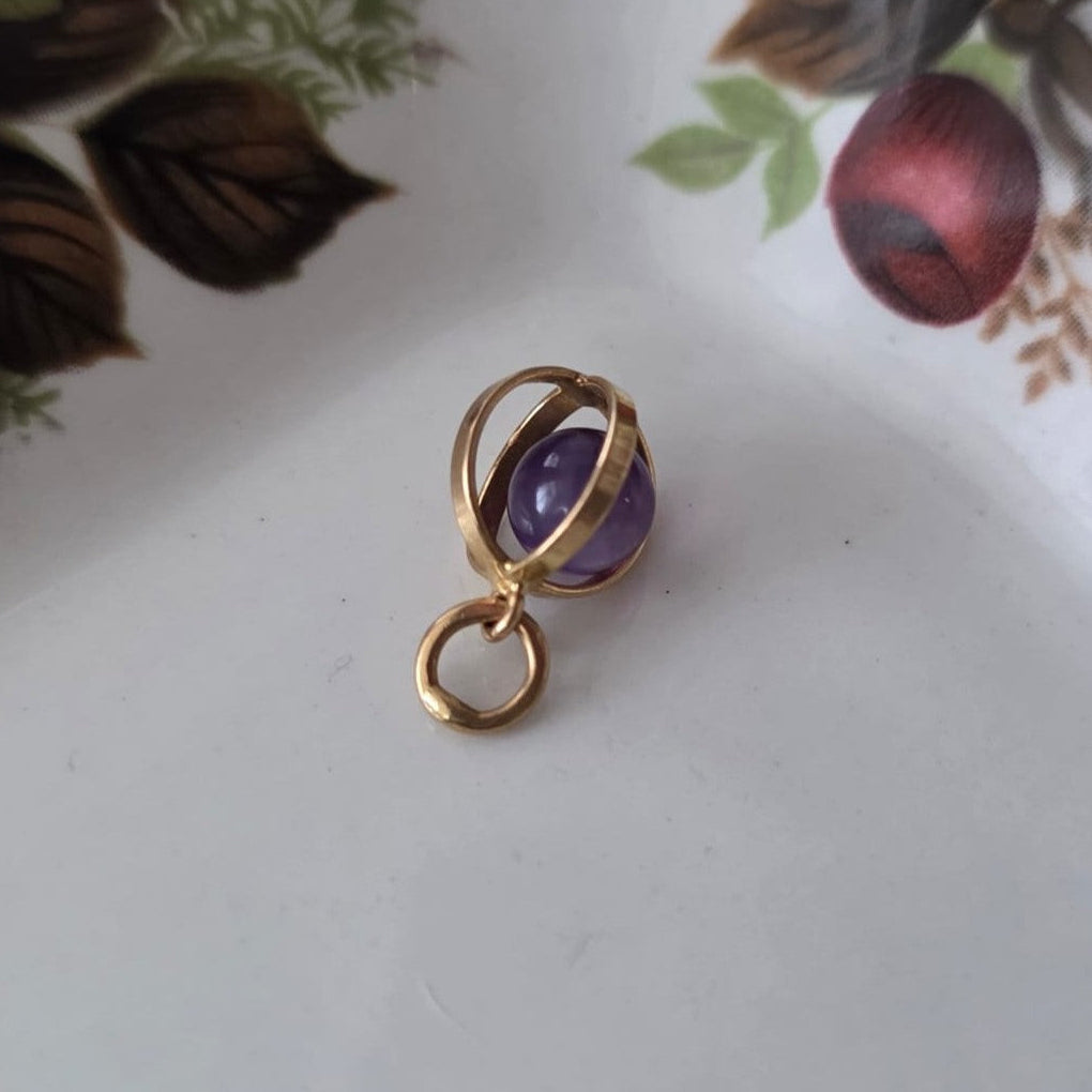 Vintage 18k gouden hanger amethist