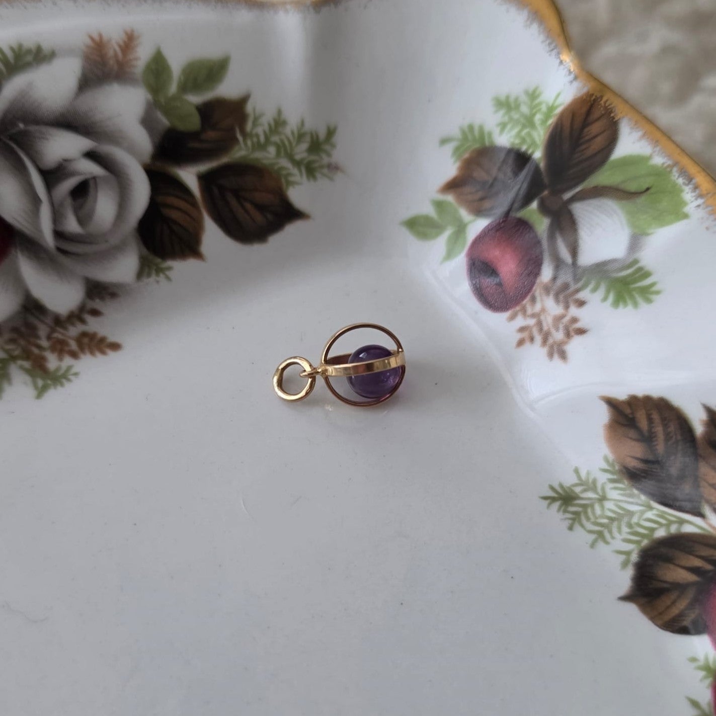 Vintage 18k gouden hanger amethist