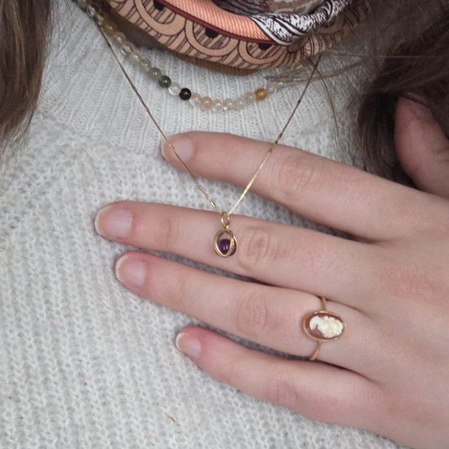 Vintage 18k gouden hanger amethist