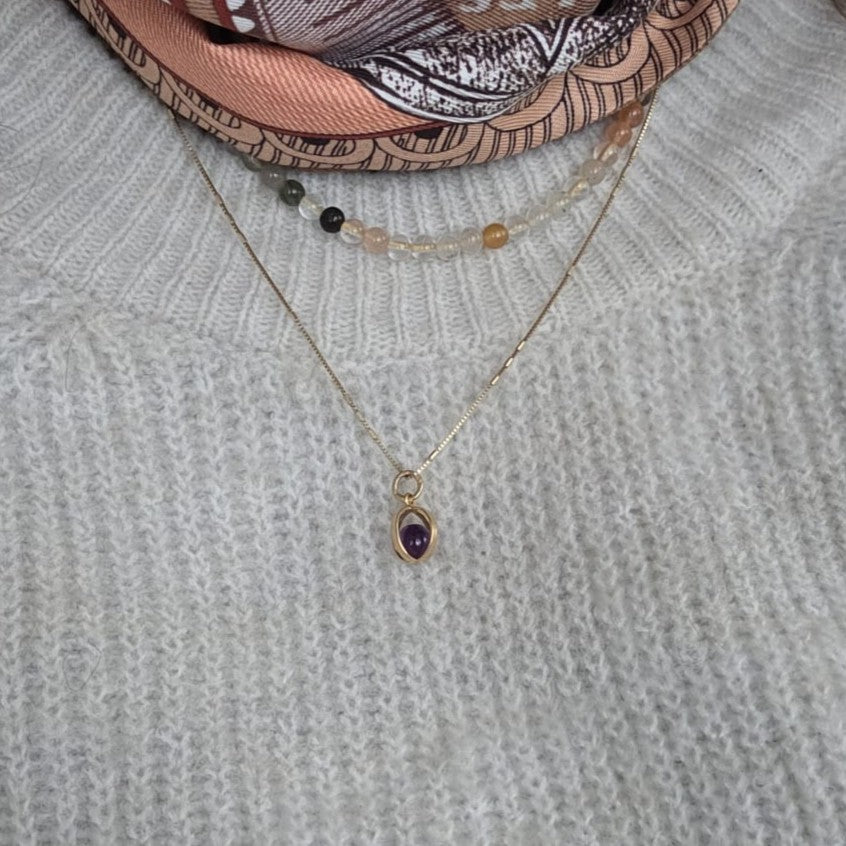 Vintage 18k gouden hanger amethist