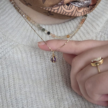 Vintage 18k gouden hanger amethist