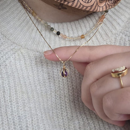 Vintage 18k gouden hanger amethist