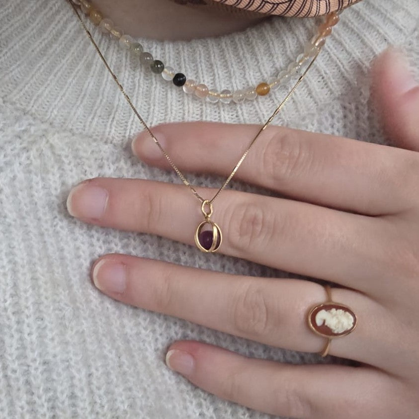 Vintage 18k gouden hanger amethist