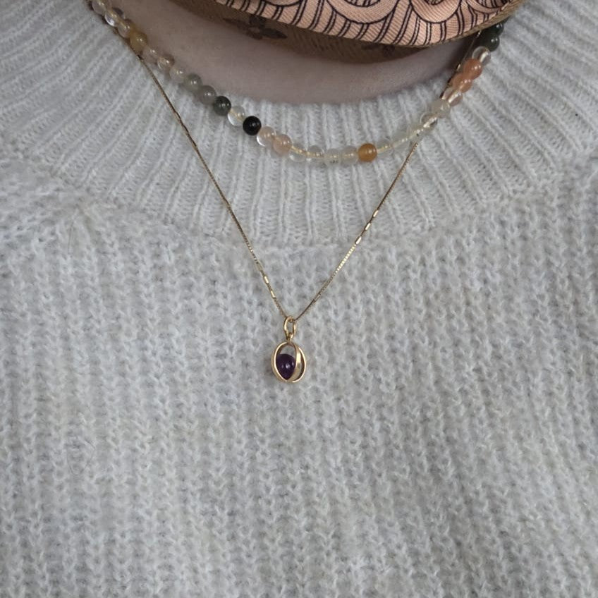 Vintage 18k gouden hanger amethist