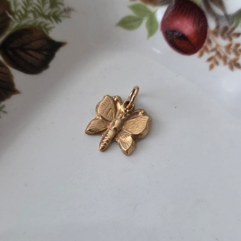 Vintage 18k gouden hanger vlinder