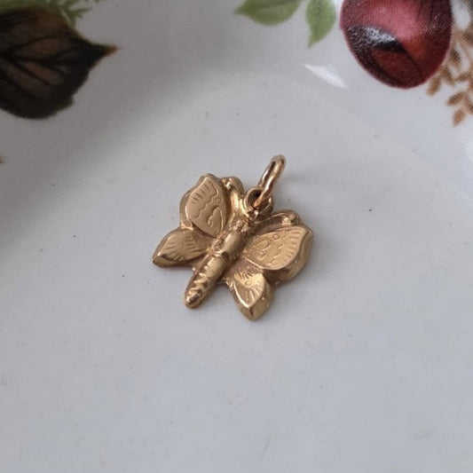 Vintage 18k gouden hanger vlinder