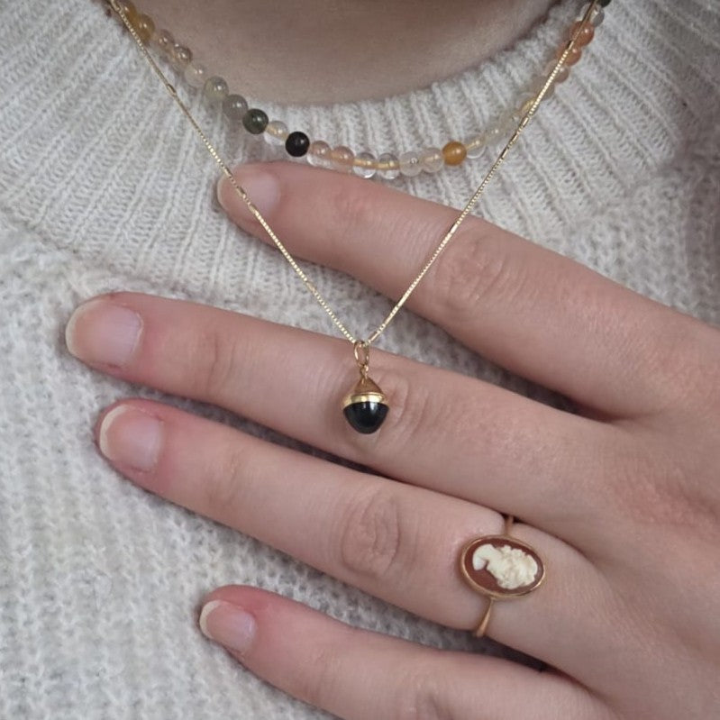 Vintage 18k gouden hanger groene steen