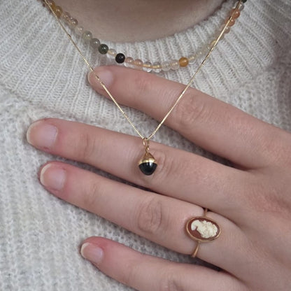 Vintage 18k gouden hanger groene steen