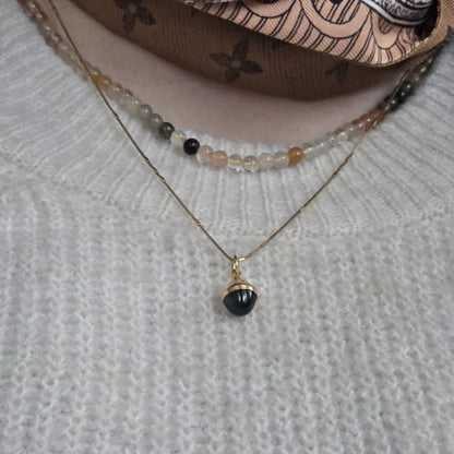 Vintage 18k gouden hanger groene steen