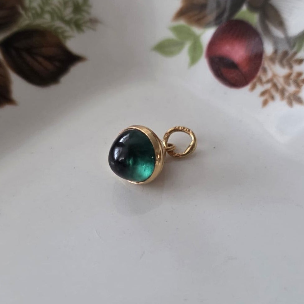 Vintage 18k gouden hanger groene steen