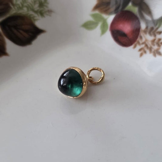 Vintage 18k gouden hanger groene steen