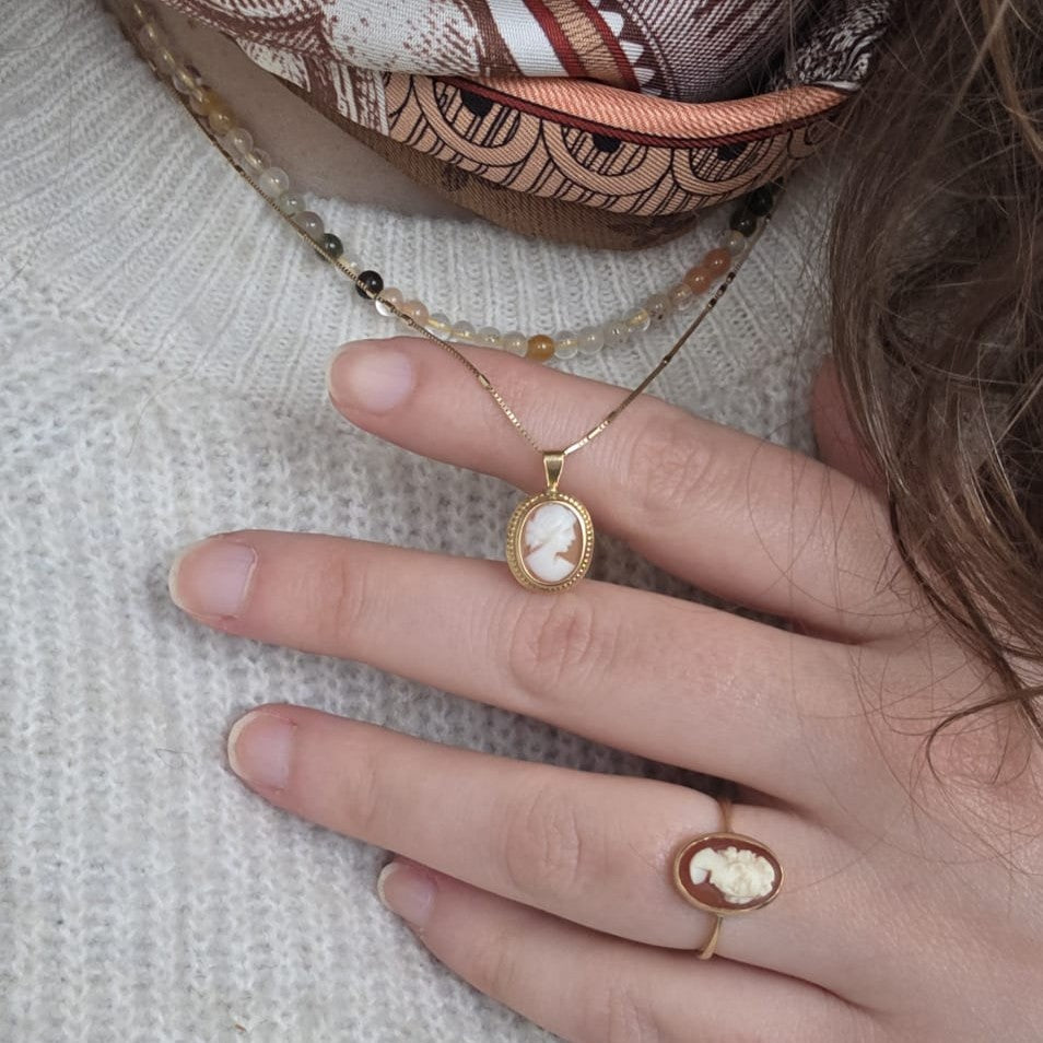 Vintage 18k gouden hanger camee