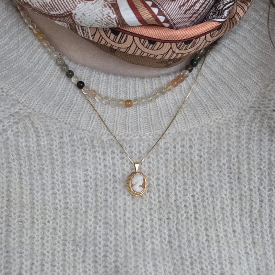 Vintage 18k gouden hanger camee