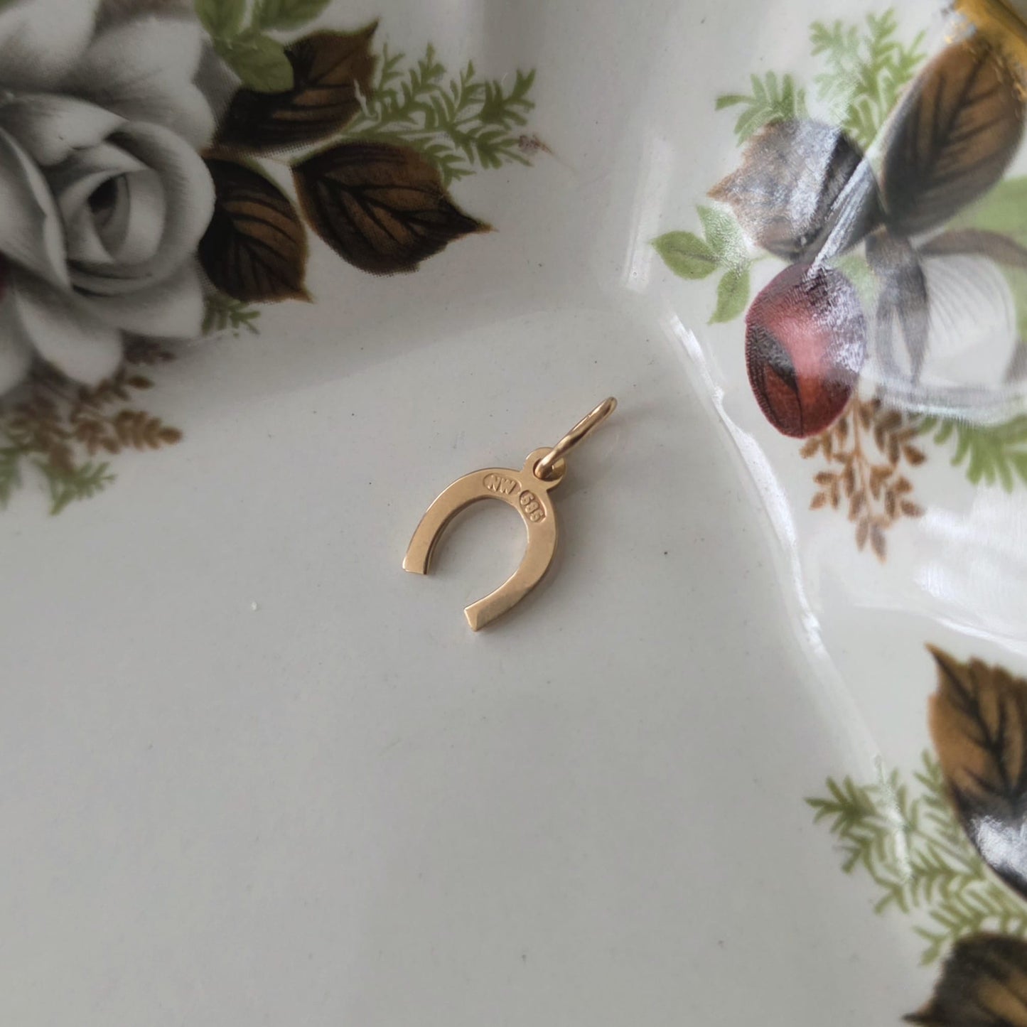 Vintage 14k gouden hanger hoefijzer