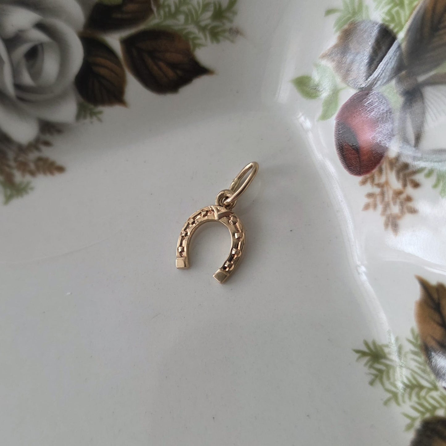 Vintage 14k gouden hanger hoefijzer