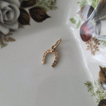 Vintage 14k gouden hanger hoefijzer
