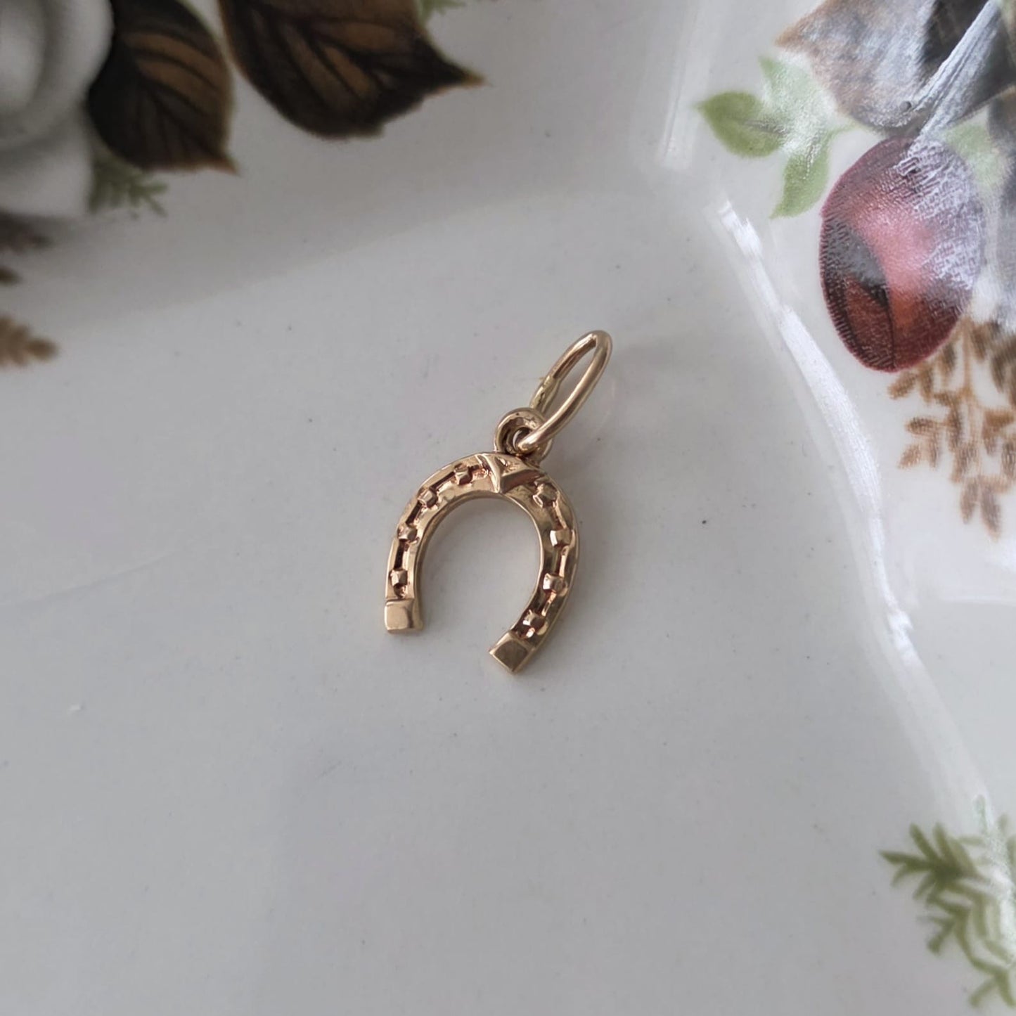Vintage 14k gouden hanger hoefijzer