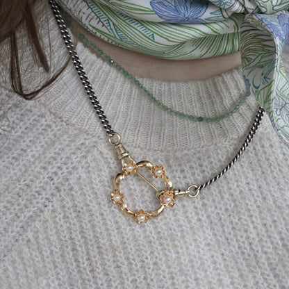 Vintage 18k gouden broche met parels