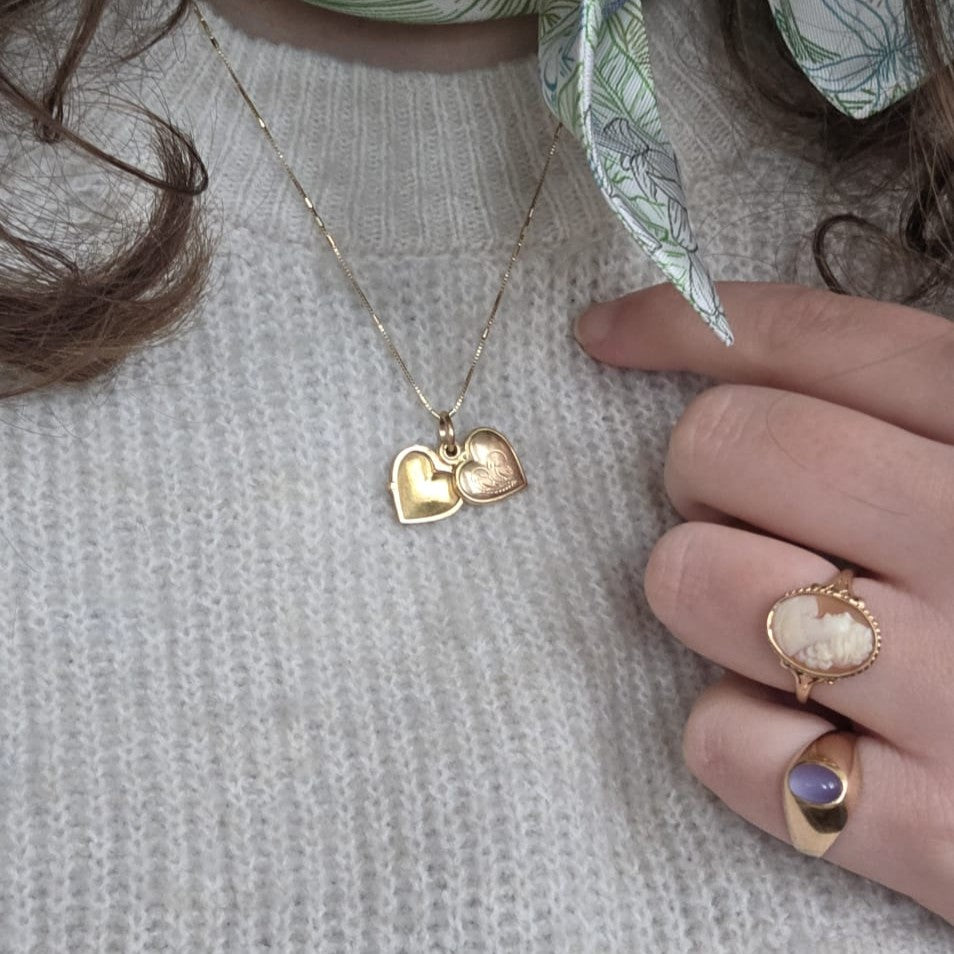 Vintage 18k gouden hanger hart medaillon