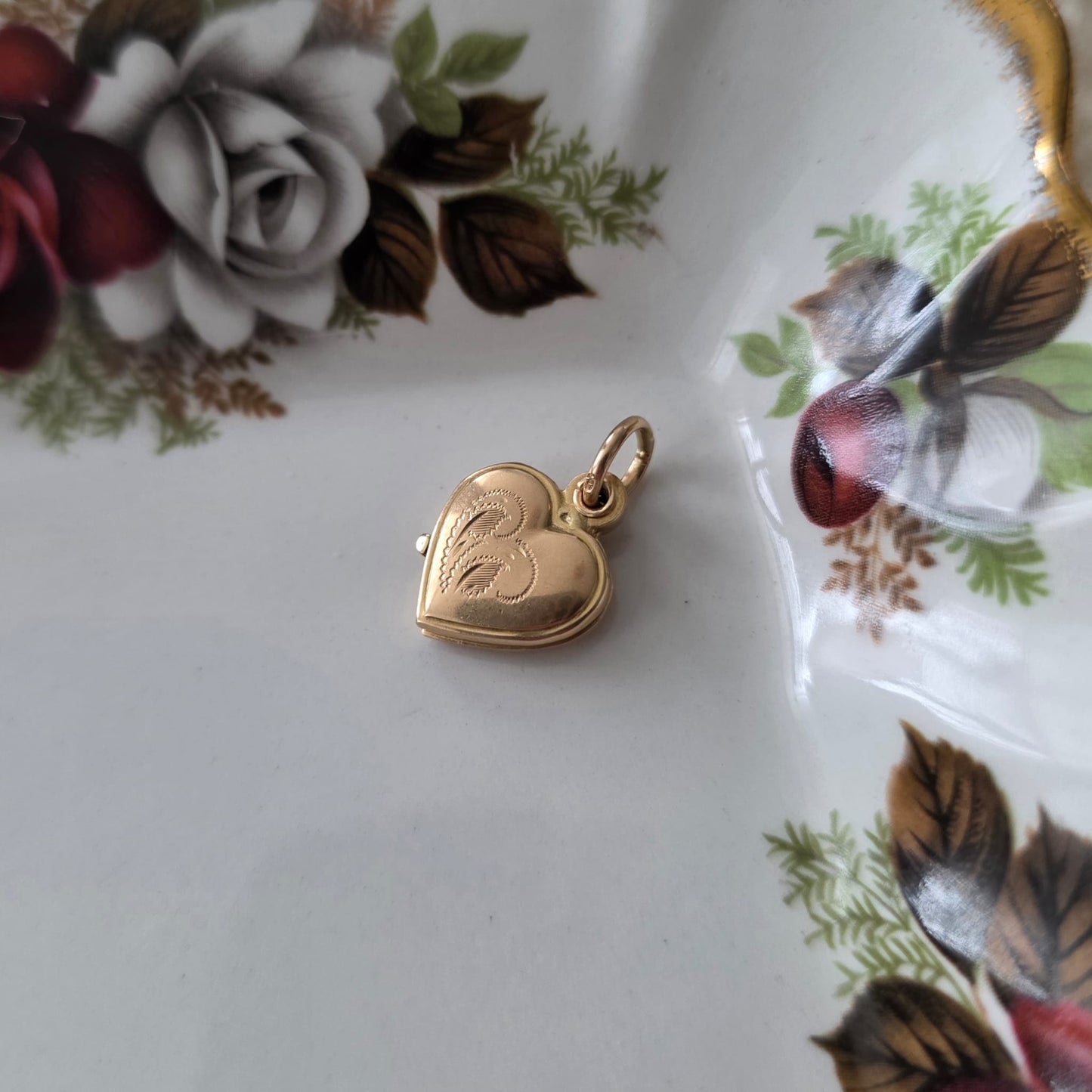 Vintage 18k gouden hanger hart medaillon