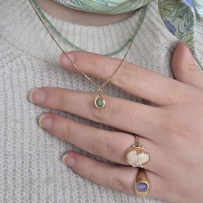 Vintage 18k gouden hanger groene jaspis