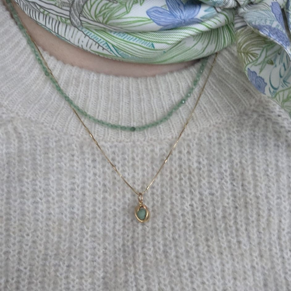 Vintage 18k gouden hanger groene jaspis