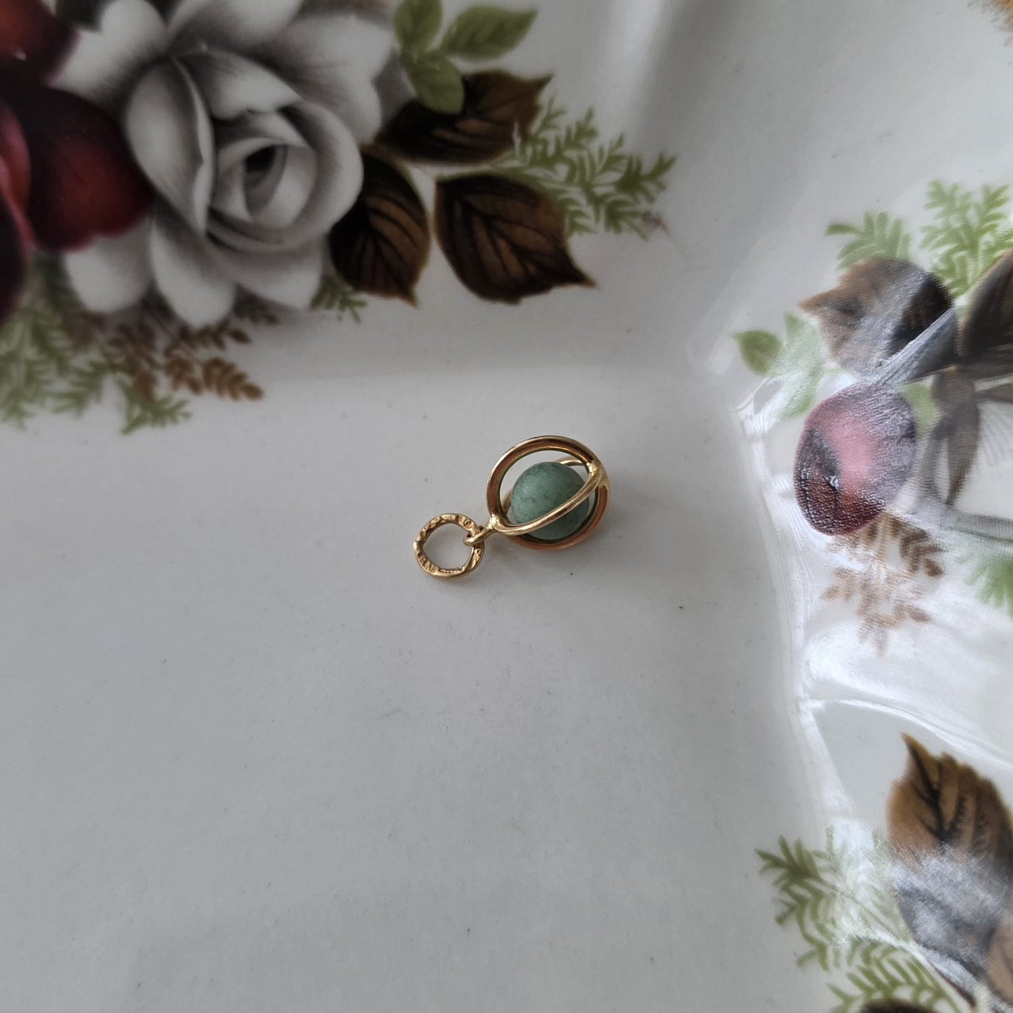 Vintage 18k gouden hanger groene jaspis