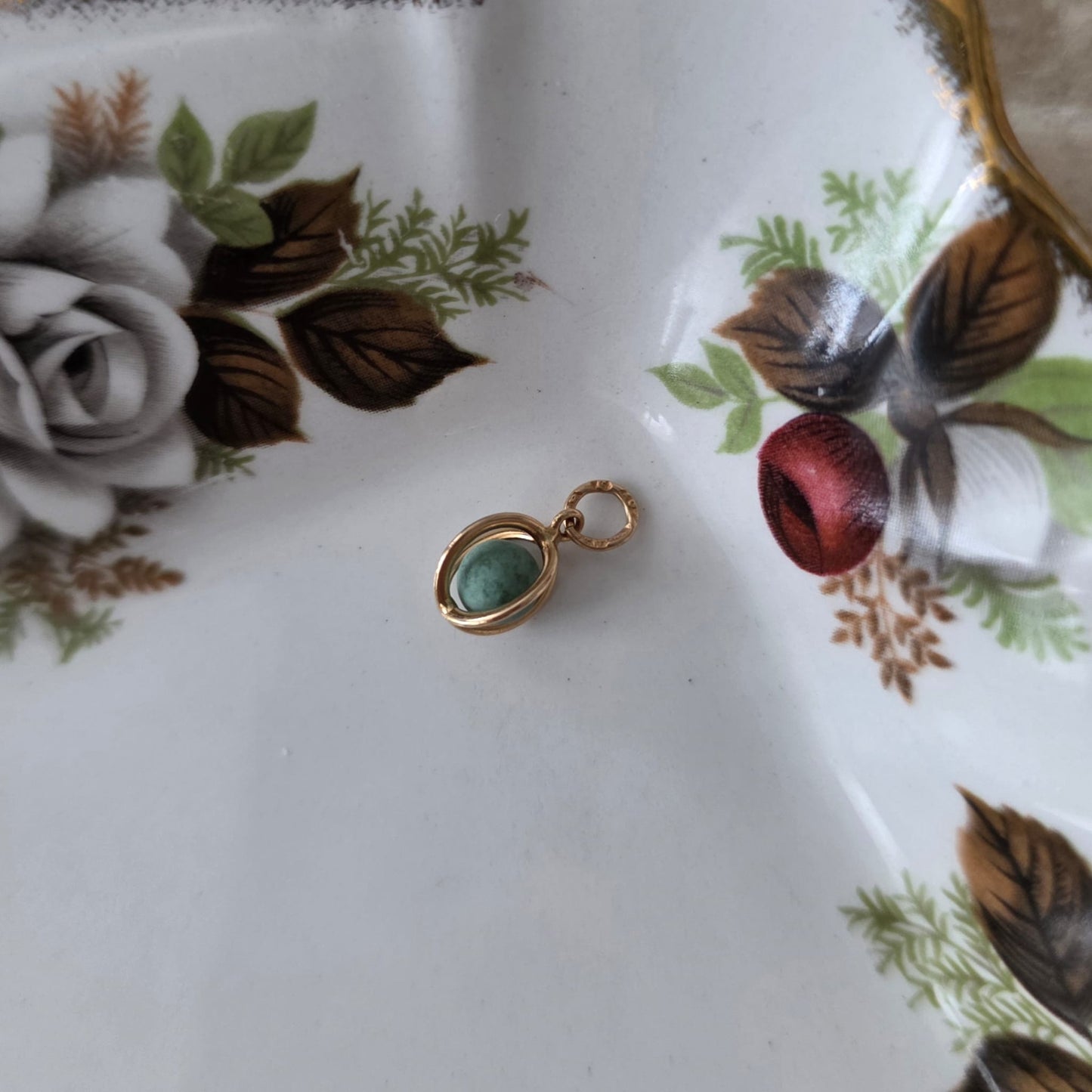 Vintage 18k gouden hanger groene jaspis