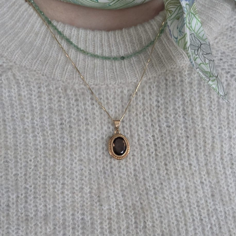 Vintage 18k gouden hanger rookkwarts