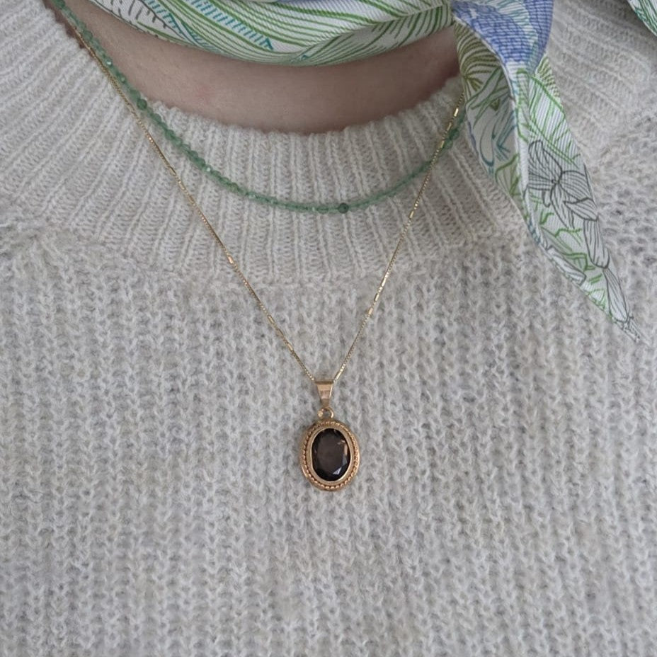 Vintage 18k gouden hanger rookkwarts