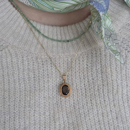 Vintage 18k gouden hanger rookkwarts